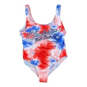 Creative Apparel Womens 1 pc Charleston,SC Tye Dyed Palm Tree Swimsuit Size XXL